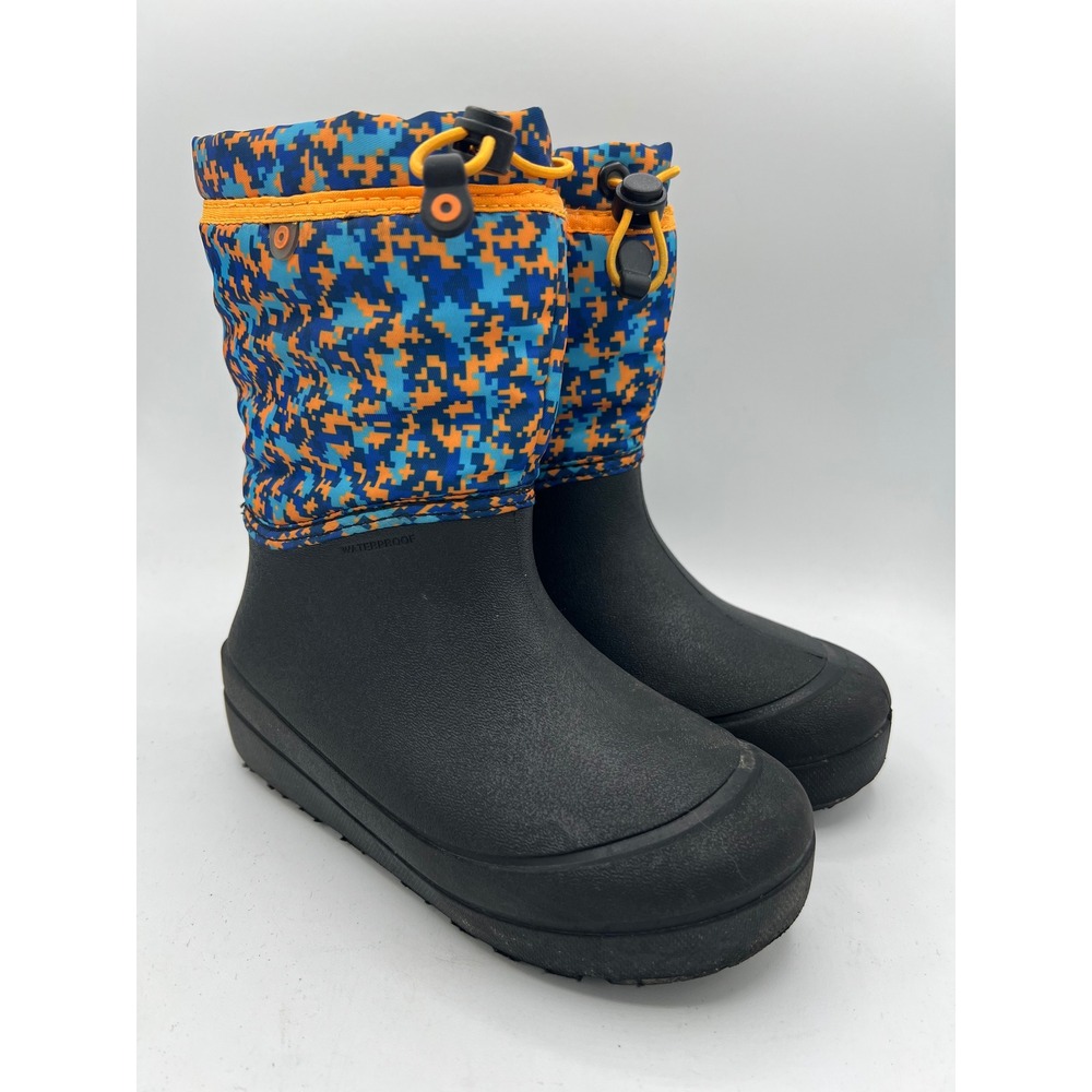 Bogs Snow Shell Digital Maze Winter Boots Kids Youth Sz 1 Waterproof Black Blue